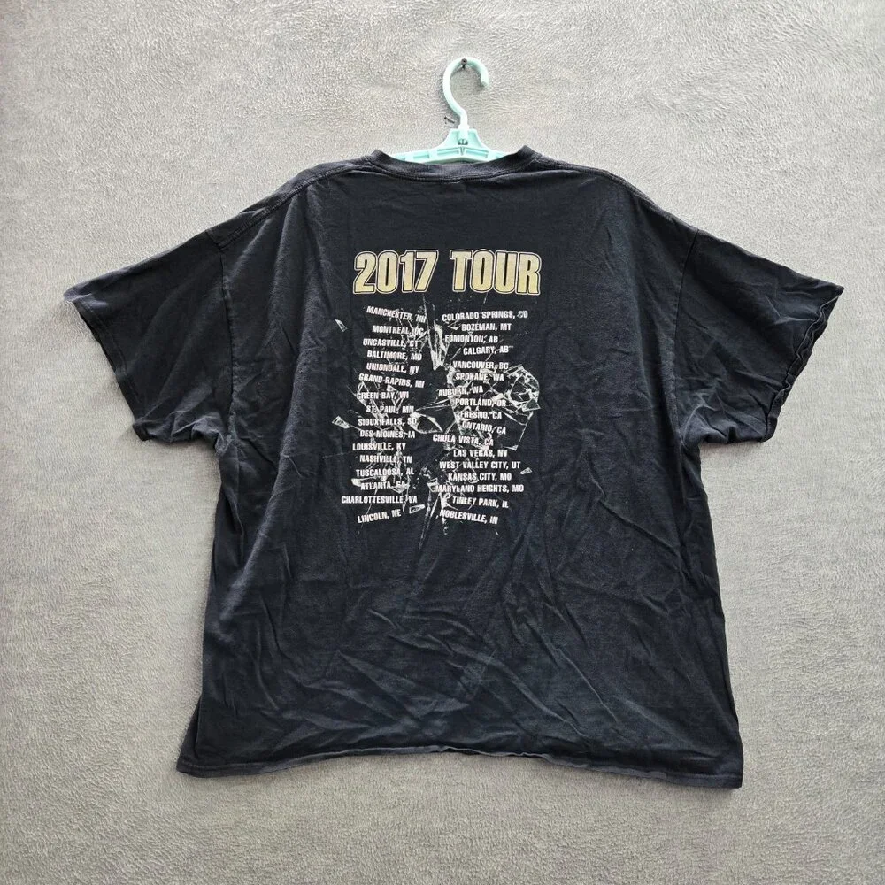 Def Leppard Men Shirt 2XL Black Graphic Print Tesla Tour Band‎ Tee Logo